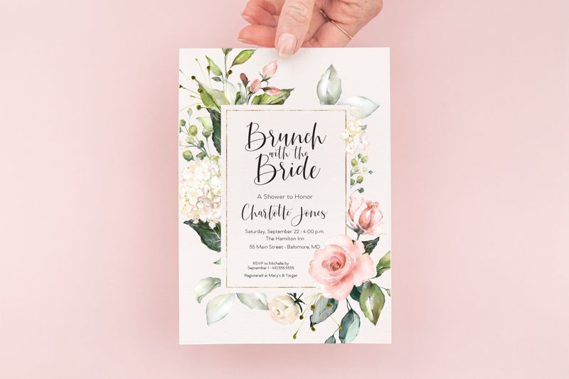 Brunch with the Bride Invitations - Bridesmaids Luncheon Invitation - Lunch with the Bride - Bridal Luncheon Invite - Bridal Brunch Invites (10 printed invitations | Plain White Envelopes)