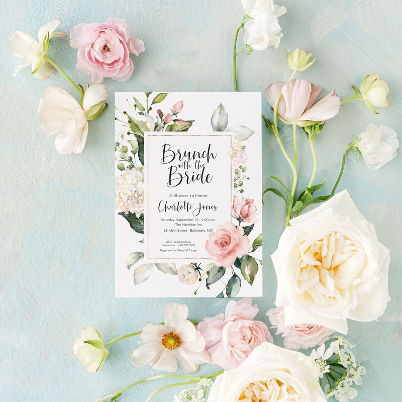 Brunch with the Bride Invitations - Bridesmaids Luncheon Invitation - Lunch with the Bride - Bridal Luncheon Invite - Bridal Brunch Invites (10 printed invitations | Plain White Envelopes)