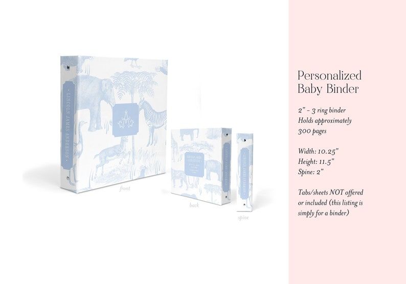 Classic Safari Toile Baby Book Binder - Newborn Memory Book - Blank Baby Book - Custom 3 Ring Binder - Baby Shower Gift - Newborn Baby Gift