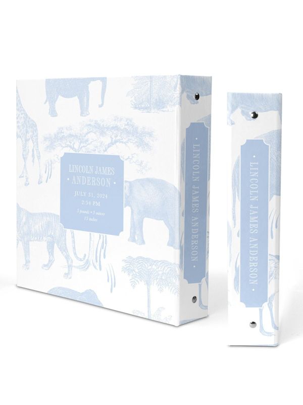 Classic Safari Toile Baby Book Binder - Newborn Memory Book - Blank Baby Book - Custom 3 Ring Binder - Baby Shower Gift - Newborn Baby Gift