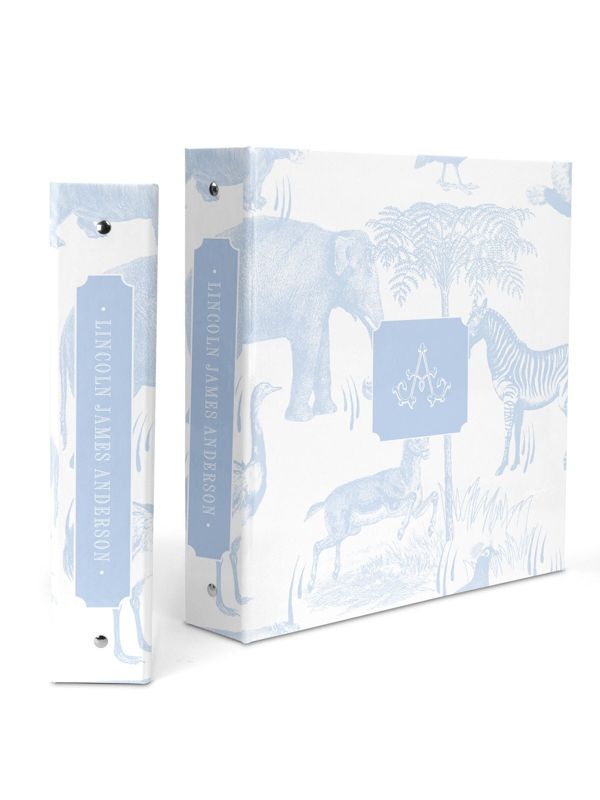 Classic Safari Toile Baby Book Binder - Newborn Memory Book - Blank Baby Book - Custom 3 Ring Binder - Baby Shower Gift - Newborn Baby Gift