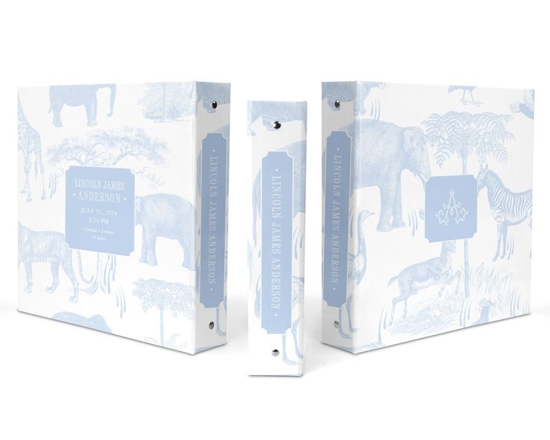 Classic Safari Toile Baby Book Binder - Newborn Memory Book - Blank Baby Book - Custom 3 Ring Binder - Baby Shower Gift - Newborn Baby Gift