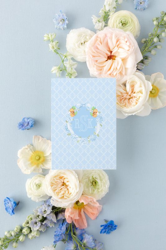 Little Cutie is on the way - Grandmillenial Baby Boy Shower Invitations for Bow Frame, Sprinkle for Baby Boy, Hydrangea Bow Wreath, Oranges (10 printed invitations | Plain White Envelopes)