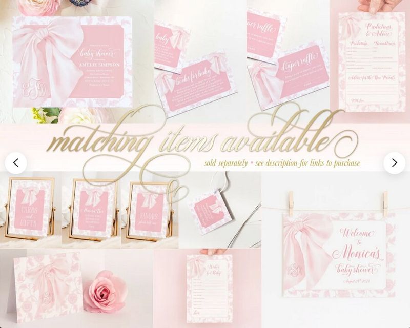 Printed Pink Chinoiserie Baby Shower Welcome Sign - 24x18" welcome poster - sip and see sign - watercolor pink bow - garden tea party (18x24")