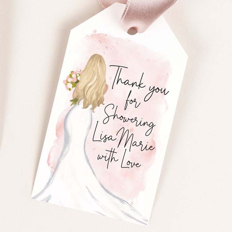 Bridal Shower Favor Tags, Gift Tags for Champagne, Thank you tag, Gift Tag, Shower Gift Tags (20 printed tags, Brunette)