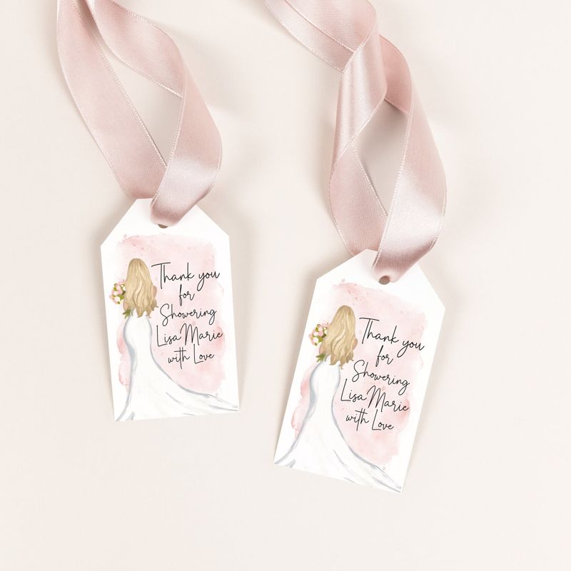 Bridal Shower Favor Tags, Gift Tags for Champagne, Thank you tag, Gift Tag, Shower Gift Tags (20 printed tags, Brunette)