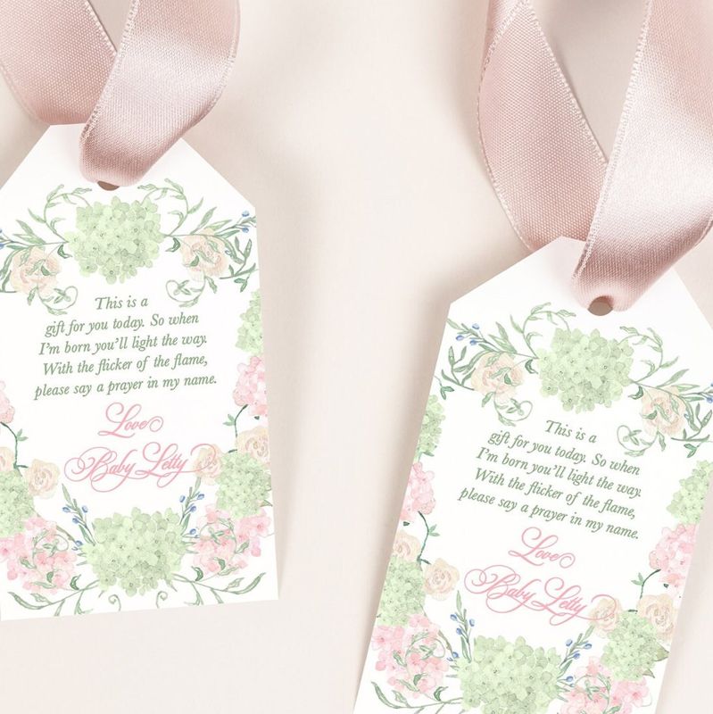 Baby Girl Shower Favor Tag - Girl Baby Sprinkle - Printable Favor Tag - Printable Tag - Pink and Green Floral