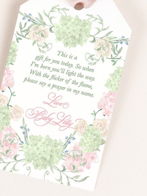 Baby Girl Shower Favor Tag - Girl Baby Sprinkle - Printable Favor Tag - Printable Tag - Pink and Green Floral