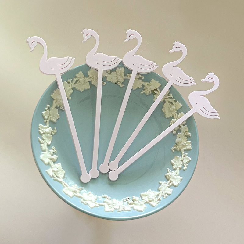 Swan drink stirrers for girl baby shower - cocktail stirrers - acrylic stir sticks - swizzle stick - baby girl sprinkle - Swan Princess (Blush Pink | Set of 5 stirrers)