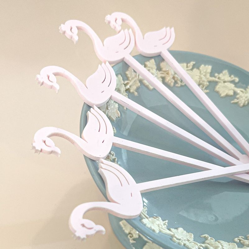 Swan drink stirrers for girl baby shower - cocktail stirrers - acrylic stir sticks - swizzle stick - baby girl sprinkle - Swan Princess (Blush Pink | Set of 5 stirrers)