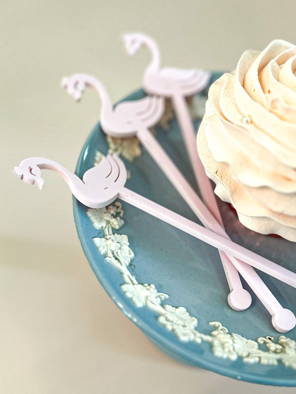 Swan drink stirrers for girl baby shower - cocktail stirrers - acrylic stir sticks - swizzle stick - baby girl sprinkle - Swan Princess (Blush Pink | Set of 5 stirrers)