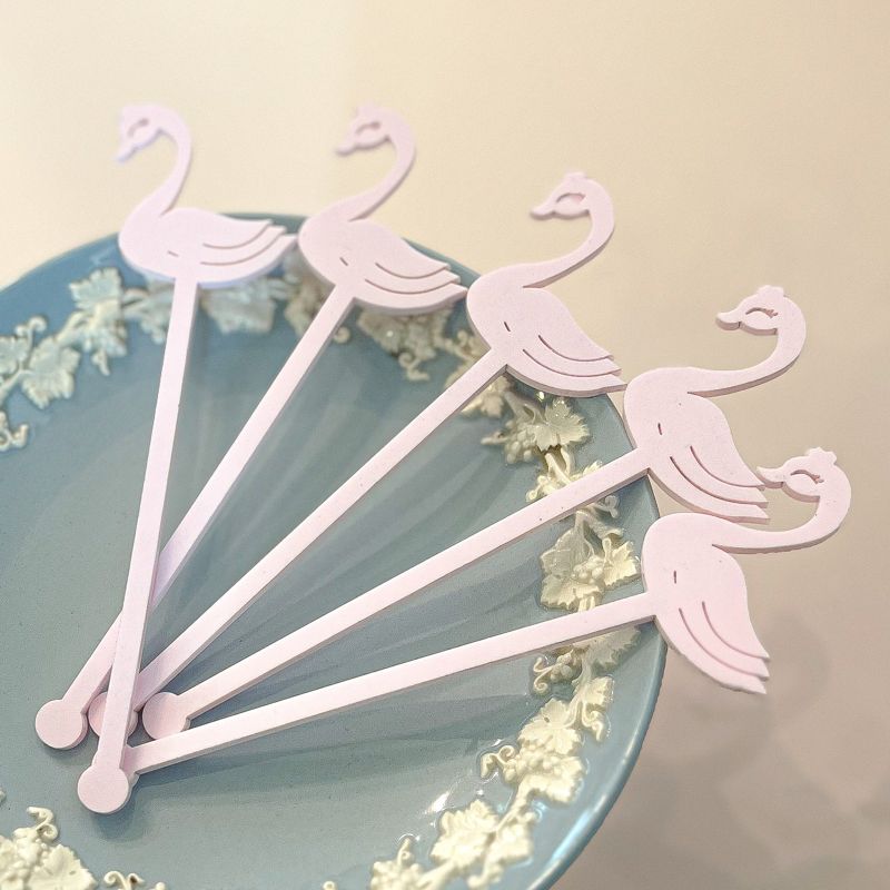 Swan drink stirrers for girl baby shower - cocktail stirrers - acrylic stir sticks - swizzle stick - baby girl sprinkle - Swan Princess (Blush Pink | Set of 5 stirrers)