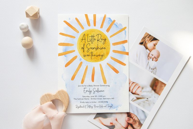 Sunshine Baby Shower Invitation - A Little Ray of Sunshine - My Sunshine