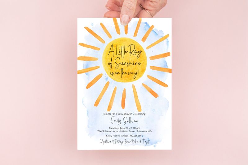 Sunshine Baby Shower Invitation - A Little Ray of Sunshine - My Sunshine