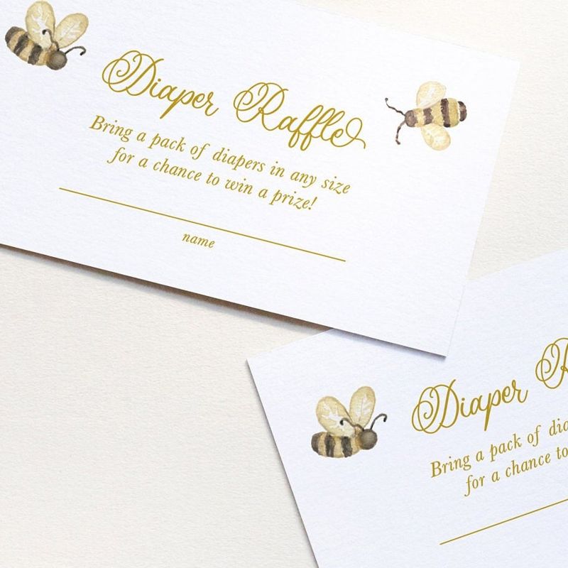 Printed Diaper Raffle Cards with Bees - Honey Bee Baby Shower - Sweet as Can Bee - Baby Sprinkle (20 printed cards)