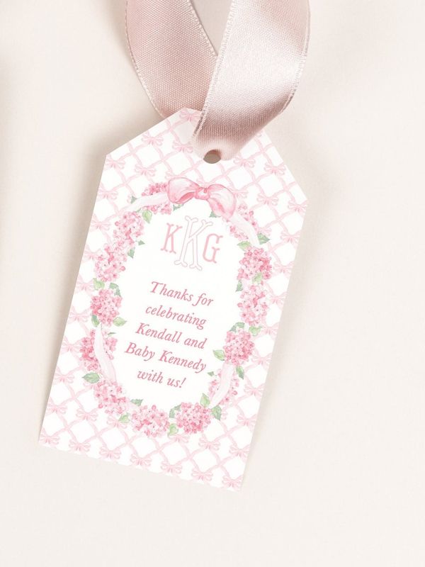 Pink Bow Grandmillenial Girl Baby Shower Favor Tags, Gift Tags for Champagne, Thank you tag, Gift Tag, Shower Gift Tags, Girl Baby Sprinkle (20 printed tags)