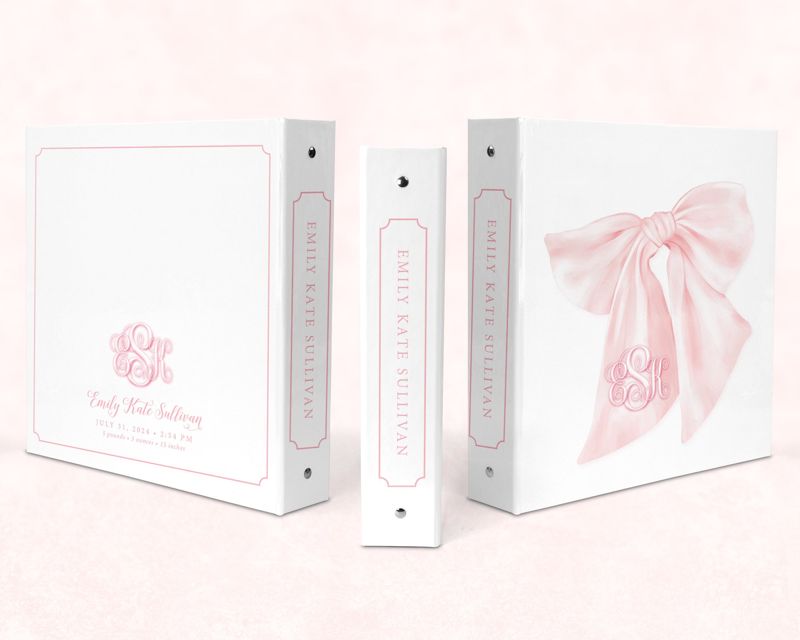Pink Bow Baby Book Binder - Newborn Memory Book - Blank Baby Book - Custom 3 Ring Binder - Baby Shower Gift - Newborn Baby Gift- Guestbook