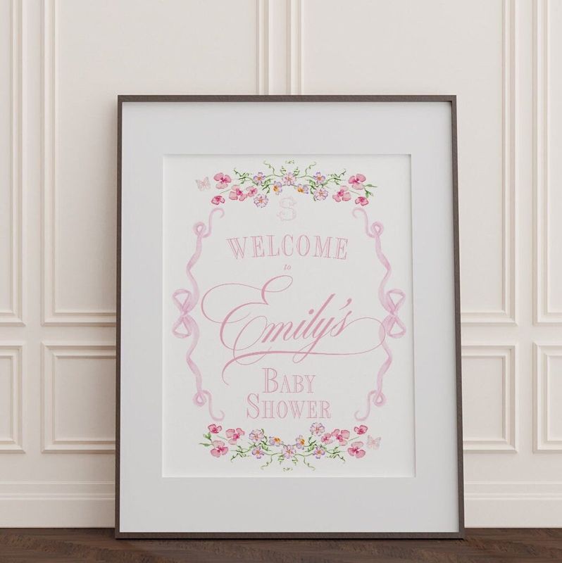 Fancy Girl Baby Shower Welcome Sign - 18x24" welcome poster printed - sip and see - baby sprinkle - baby blessing (18x24")
