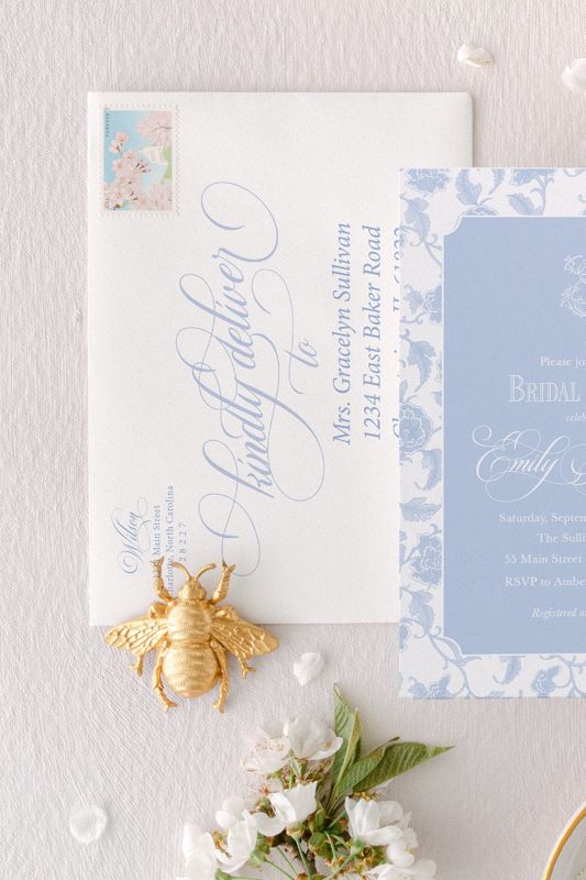 Chinoiserie Bridal Shower Invitations - Monogram Invite - Bridal Brunch - Chinoiserie Chic - Bridesmaids Lunch - Bridal Luncheon invitation (10 printed invitations | Plain White Envelopes)