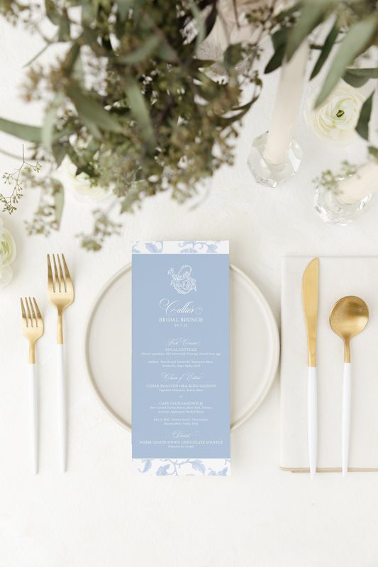Printable Menu Cards for Bridal Shower, Bridal Tea Menu Card, Bridesmaids Luncheon Printed Menu, Baby Shower Menu Cards Digital