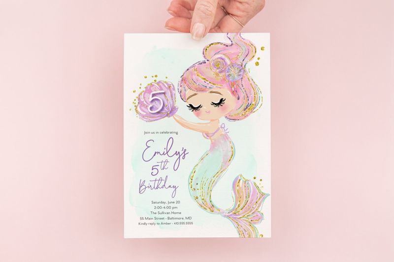 Mermaid Birthday Party Invitation - Under the Sea Birthday Party Invitation - Pastel Mermaid Theme Birthday Invite - Mermaid Printable