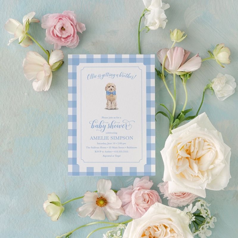 Boy Baby Shower Invitations Printed with dog (10 printed invitations | Plain White Envelopes)