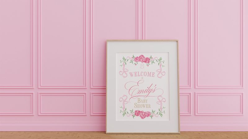 Fancy Girl Baby Shower Welcome Sign - 18x24" welcome poster printed - sip and see - baby sprinkle (18x24")
