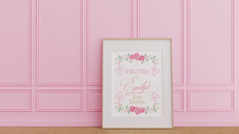 Fancy Girl Baby Shower Welcome Sign - 18x24" welcome poster printed - sip and see - baby sprinkle (18x24")