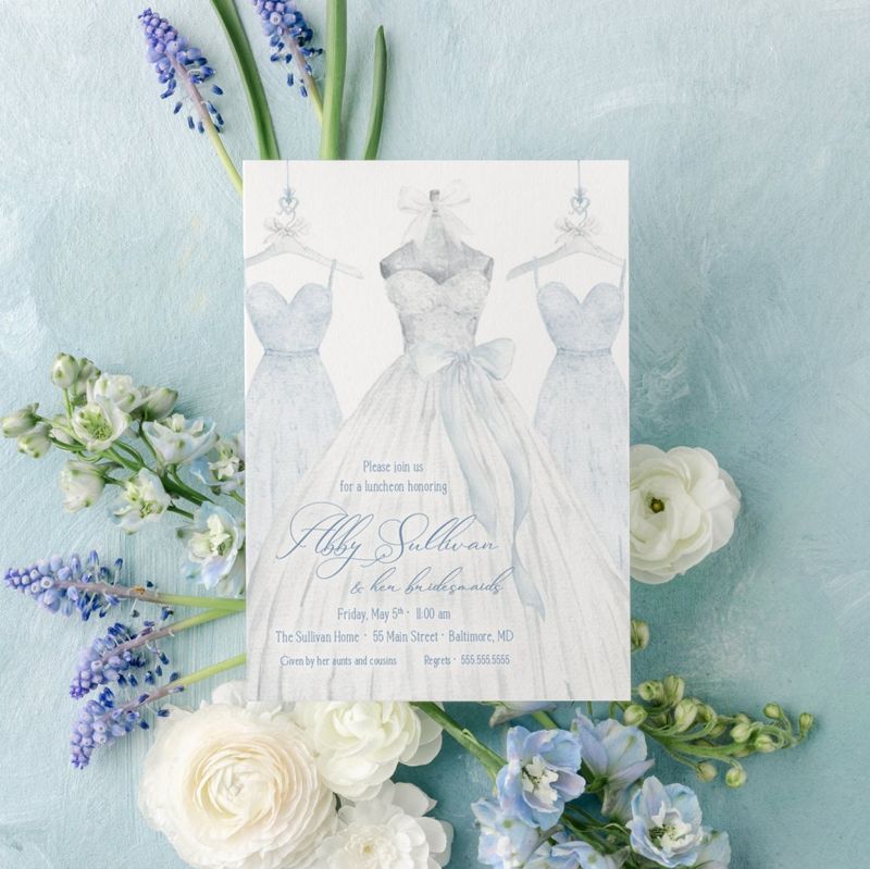 Bridesmaids Luncheon Invitations - Bridal Brunch Invitation - Bridal Tea - Classic Invitations - Traditional - Whimsical Bridal Shower Blue