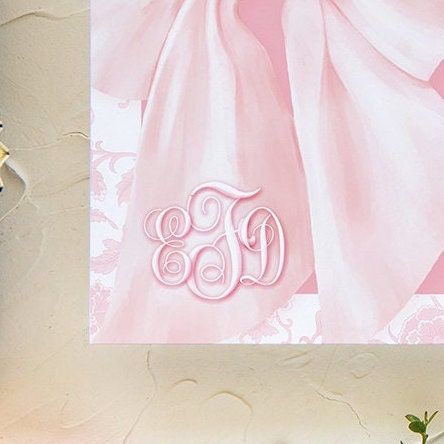 Pink Chinoiserie Baby Shower Invites - Whimsical Baby Sprinkle - Monogram Pink Bow, Chinoiserie Invitations, Girl Baby Shower Printable