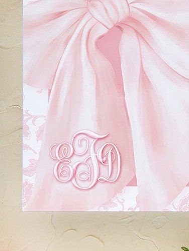 Pink Chinoiserie Baby Shower Invites - Whimsical Baby Sprinkle - Monogram Pink Bow, Chinoiserie Invitations, Girl Baby Shower Printable