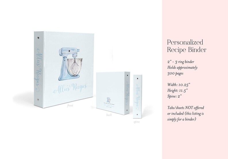 Recipe Book Binder Blue - Recipes for Bride to Be, Blank Cookbook, Custom 3 Ring Binder, Bridal Shower Gift, Engagement Gift, Gift for Bride