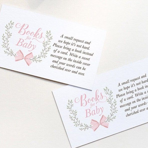 Girl Baby Shower Books for Baby Insert Cards Printed (20 printed cards)