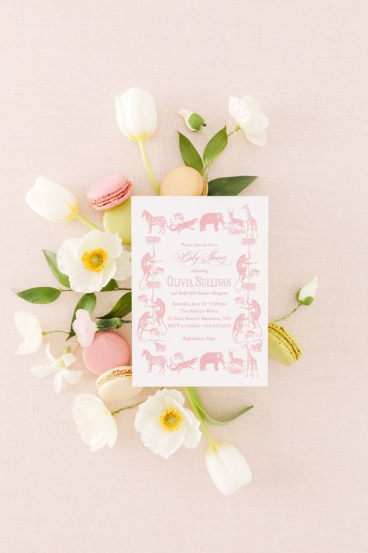 Safari Toile Baby Girl Shower Invitation Safari Animals Girl Baby Sprinkle Traditional - Elephant Monkey Giraffe Zebra Alligator Printable