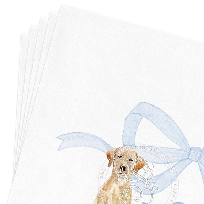 Labrador Retriever Printed Napkins for Baby Boy Shower Sprinkle - Monogram Puppy Crest Paper Napkin - Personalized Monogram Custom Napkins (100 Printed Napkins, Black Labrador)