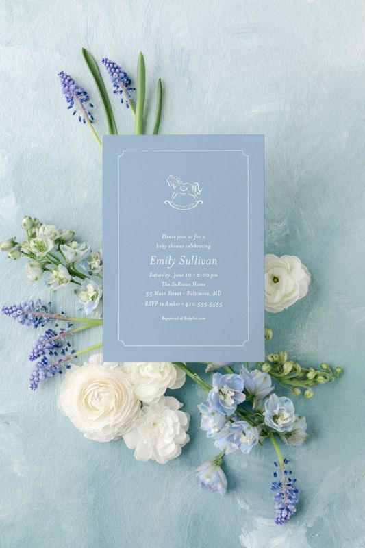 Classic Baby Boy Shower Invitation Rocking Horse Boy Baby Sprinkle Traditional Preppy Printable
