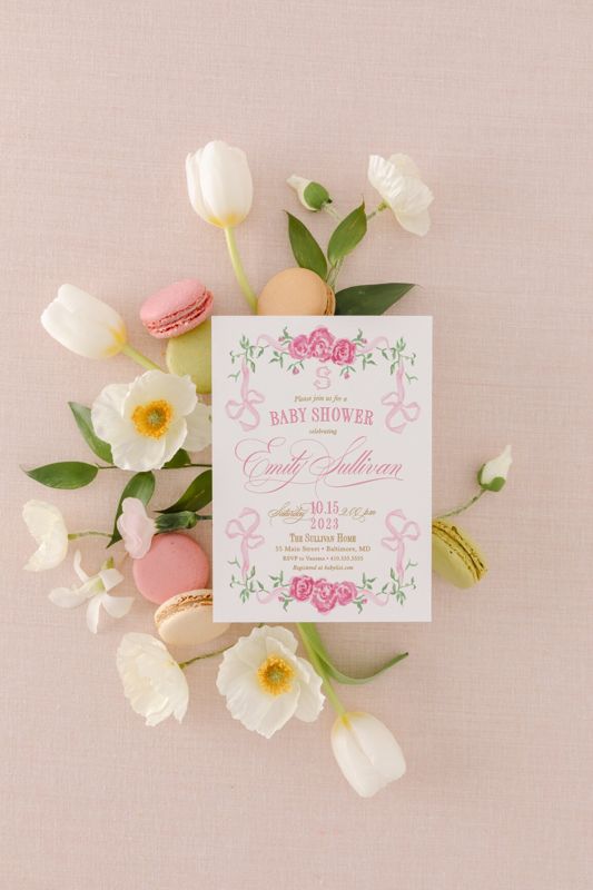 Pink Bow Baby Girl Shower Invitations - Pink Bow Love Fancy Party Feminine - Fancy Girl Baby Sprinkle - Birthday Party