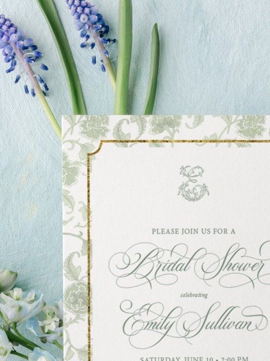 Sage Green Chinoiserie Monogram Bridal Shower Invitations - Monogram Invite - Bridal Brunch - Bridesmaids Luncheon - Bridal Tea - Printable