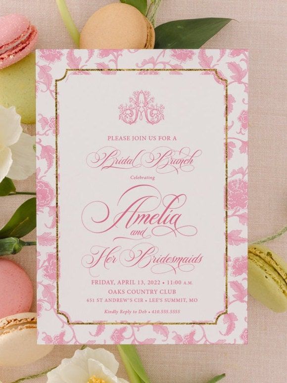 Bridal Brunch Invitations - Bridesmaids Luncheon Printable - Chinoiserie Monogram Bridal Shower Invite - Classic Invitations - Traditional