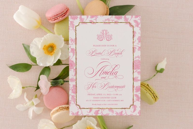 Bridal Brunch Invitations - Bridesmaids Luncheon Printable - Chinoiserie Monogram Bridal Shower Invite - Classic Invitations - Traditional