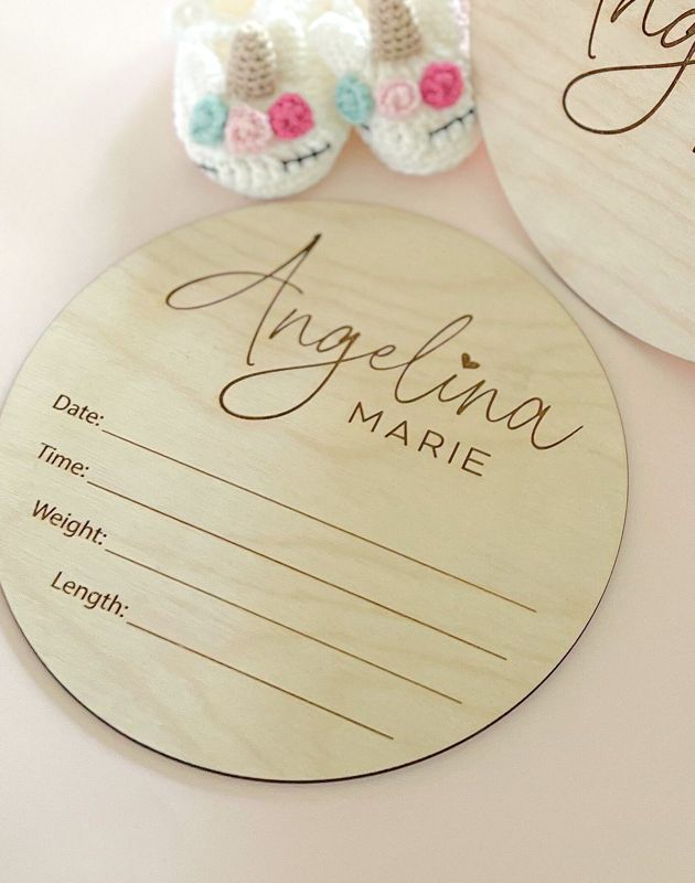 Personalized Baby Name and Stats Sign for Hospital, Baby Announcement Sign with Heart, Birth Announcement, Newborn name wood sign (5")