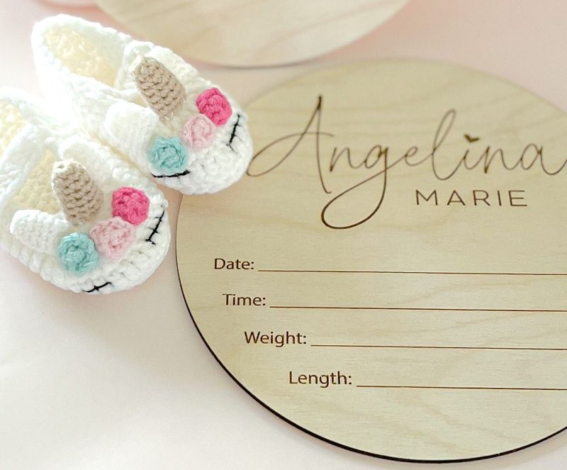 Personalized Baby Name and Stats Sign for Hospital, Baby Announcement Sign with Heart, Birth Announcement, Newborn name wood sign (5")