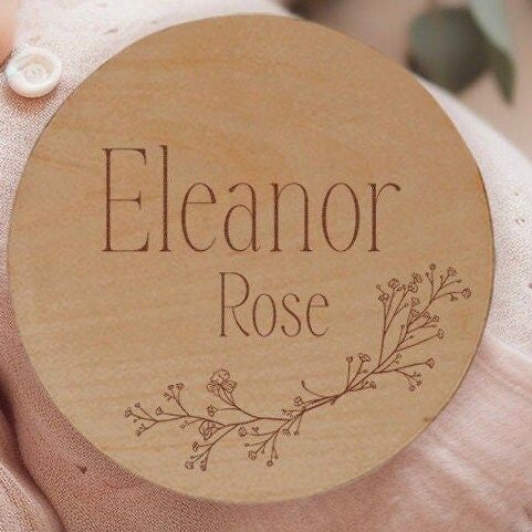 Baby Announcement Sign Baby Name Floral newborn name sign for hospital, baby name plate wooden name sign birth announcement (4")