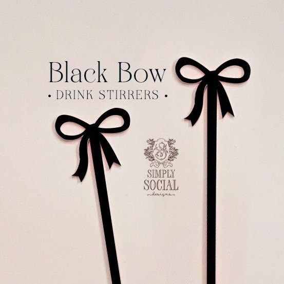 Black bow drink stirrers for bridal shower - cocktail stirrers - acrylic stir sticks - swizzle stick - fancy coquette bow party (Set of 5 stirrers)