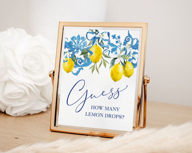 Guess How Many Lemon Drops are in the Jar Sign for Lemon Bridal Shower - Printable 8x10 INSTANT DOWNLOAD
