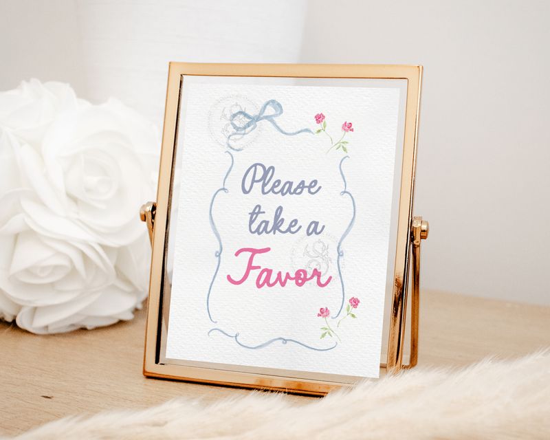 Hand drawn Favors Sign for Gender Neutral Baby Shower Printable 8x10