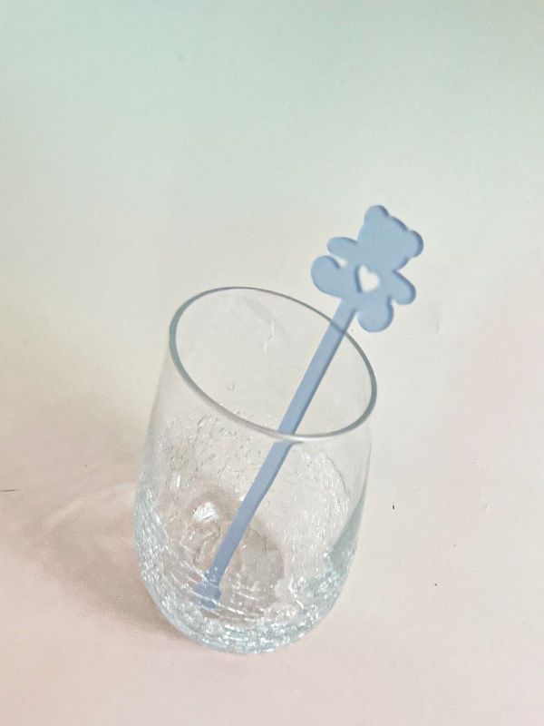 Teddy Bear Drink stirrers for Boy baby shower - cocktail stirrers - acrylic stir sticks - swizzle stick - bear baby boy sprinkle (Set of 5 stirrers)
