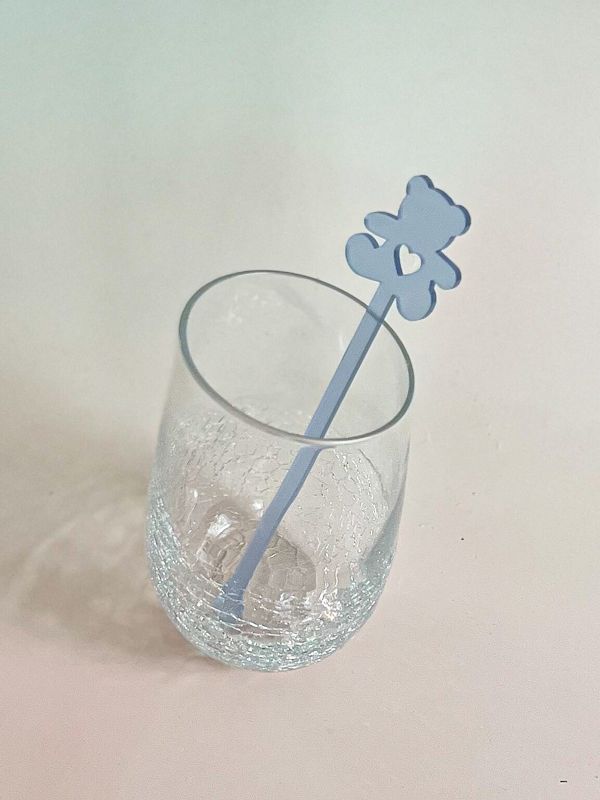 Teddy Bear Drink stirrers for Boy baby shower - cocktail stirrers - acrylic stir sticks - swizzle stick - bear baby boy sprinkle (Set of 5 stirrers)
