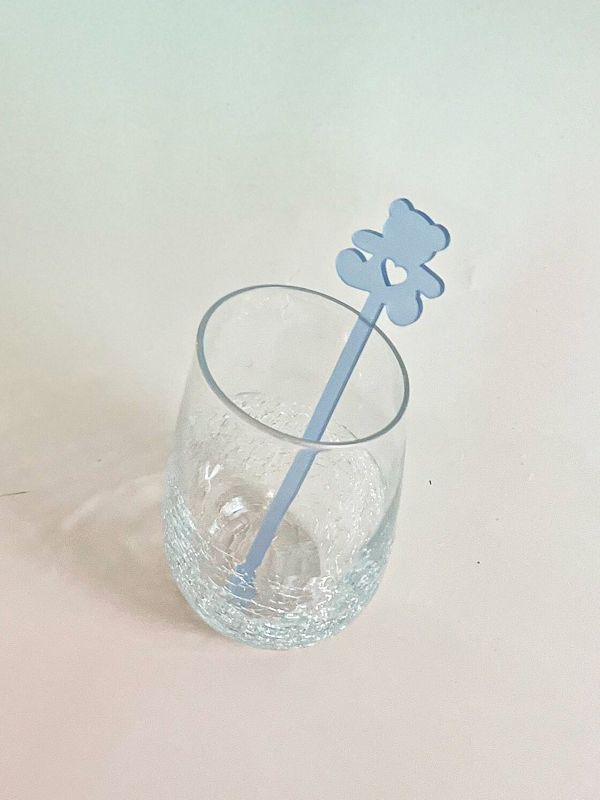 Teddy Bear Drink stirrers for Boy baby shower - cocktail stirrers - acrylic stir sticks - swizzle stick - bear baby boy sprinkle (Set of 5 stirrers)