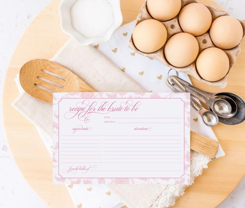 Pink Chinoiserie Recipe Cards, Bridal Shower Game, Bridal Luncheon, Recipes for the Bride to Be, Pink Toile (20 printed cards)